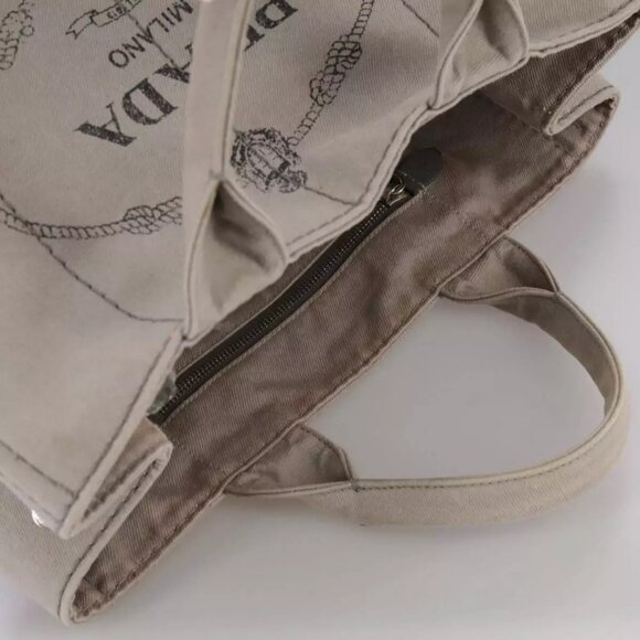 PRADA Canapa MM Hand Bag Denim Gray Silver - Picture 5 of 16